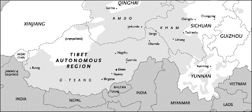Cartina del Tibet